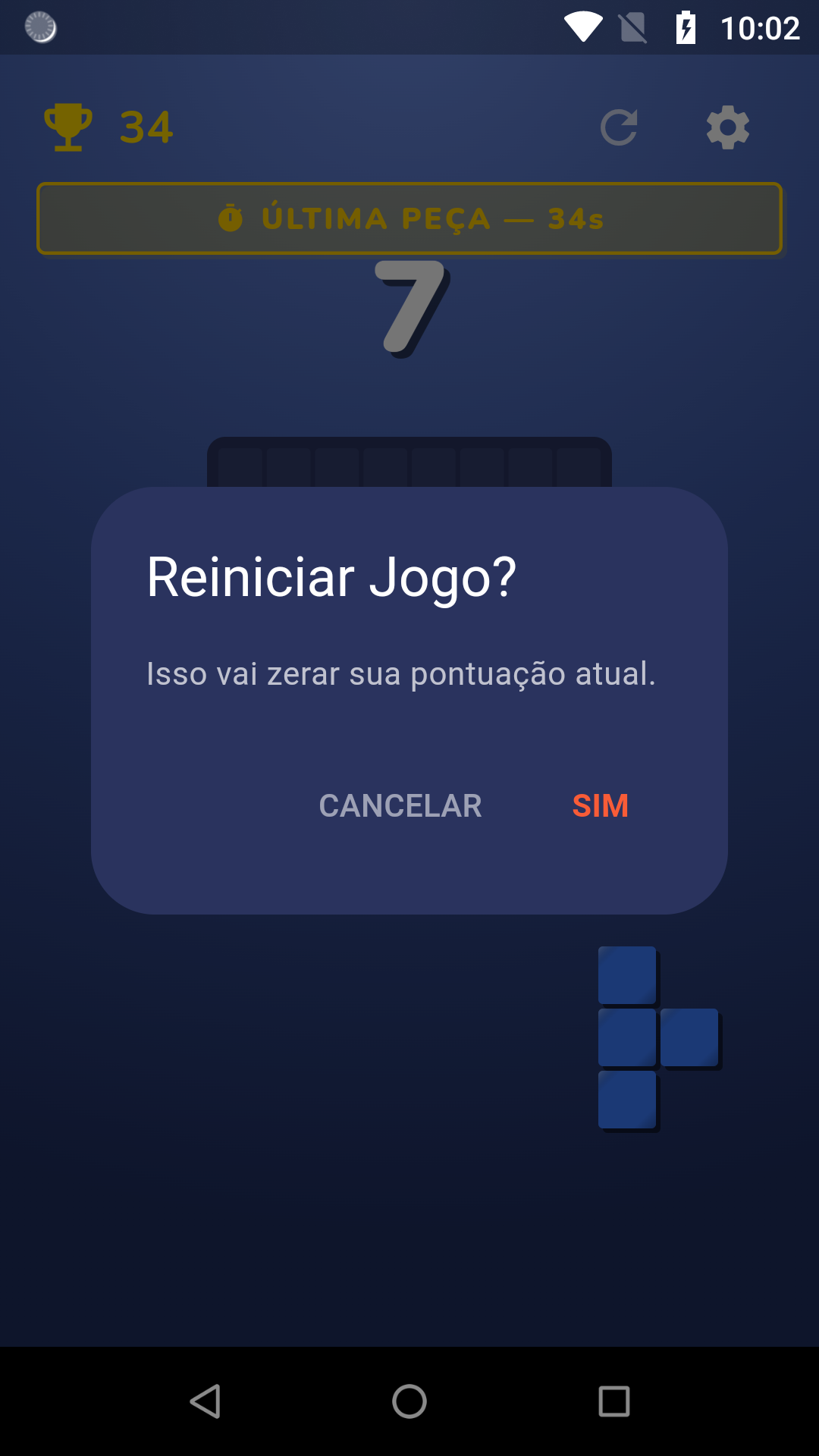 Tela de pontuação do Blokara